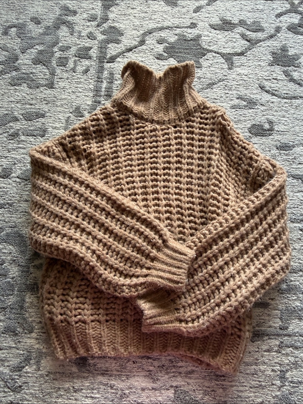 Anine Bing Chunky Turtleneck Sweater in Camel Brown